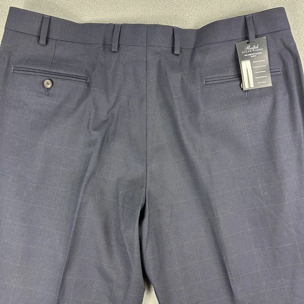 Ralph Lauren Dress Pants Mens‎ 40x30 Navy Blue Comfort Flex Performance Pleated